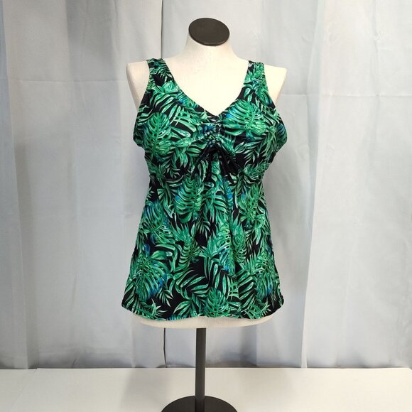 DACI Tankini Swim Top 3XL Tropical Leaf Print No Bottom or Bra Insert Great Cond - Picture 2 of 8